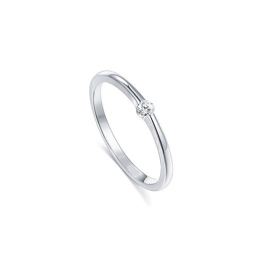 Sterling Silver Rhodium Plated Minimalist CZ Ring