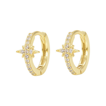 Silver Gold Plated CZ Star Hoops