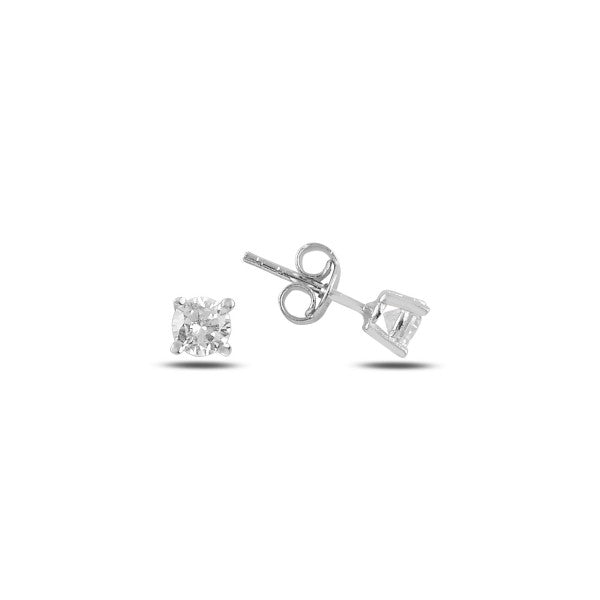 Sterling Silver Rhodium Plated 2 - 8 mm CZ Studs