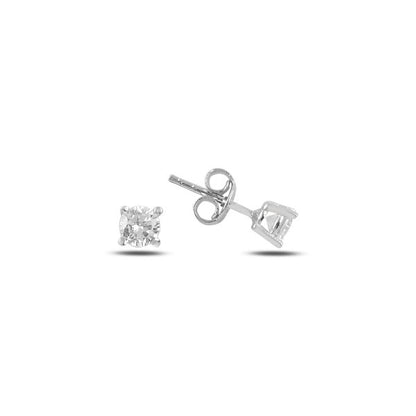 Sterling Silver Rhodium Plated 2 - 8 mm CZ Studs