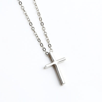 Sterling Silver Rhodium Plated Cross Necklace