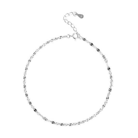 Sterling Silver Rhodium Plated Chain Anklet