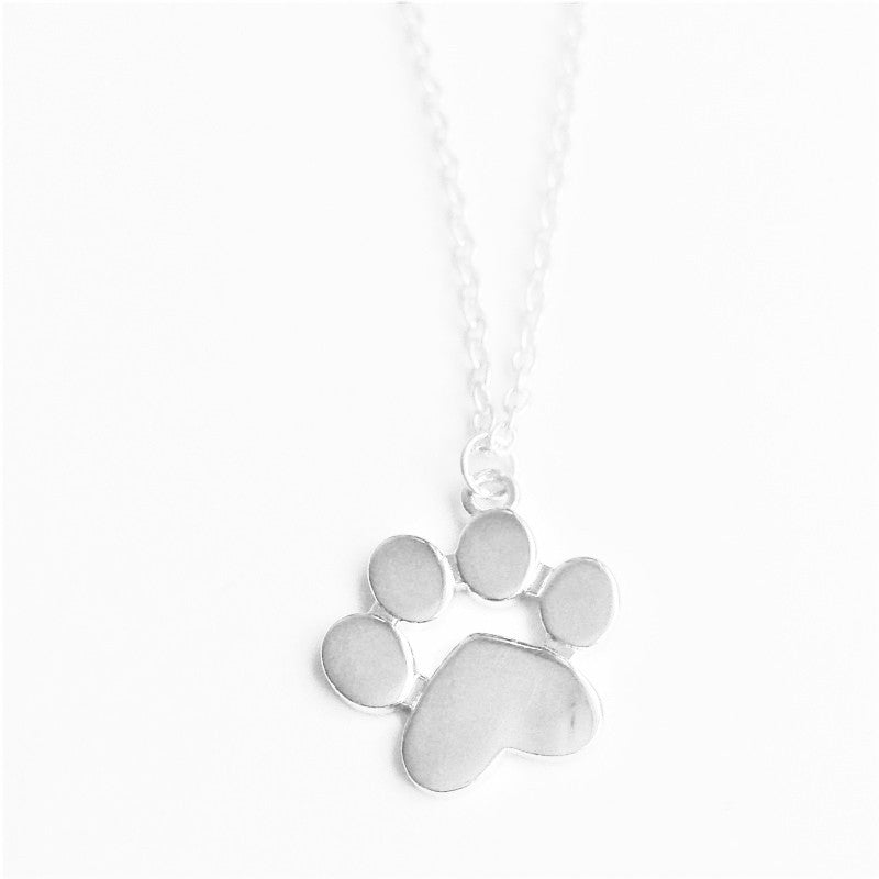 Sterling Silver Rhodium Plated Paw Necklace