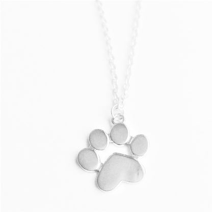 Sterling Silver Rhodium Plated Paw Necklace