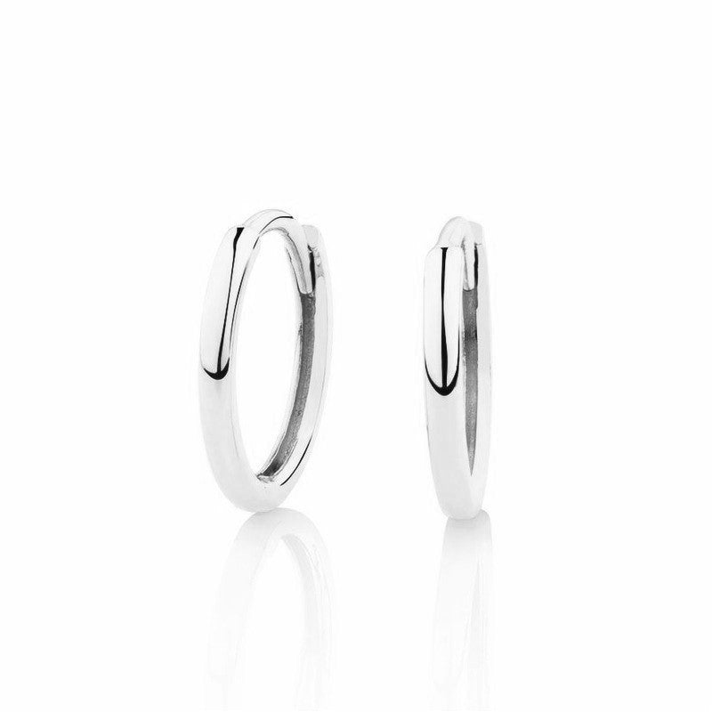 Sterling Silver Rhodium Plated 12 - 20 mm Hoops