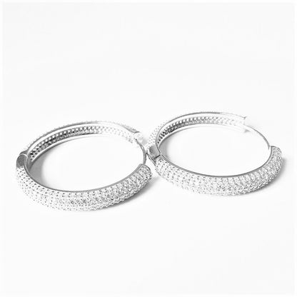 Sterling Silver Rhodium Plated CZ Hoops