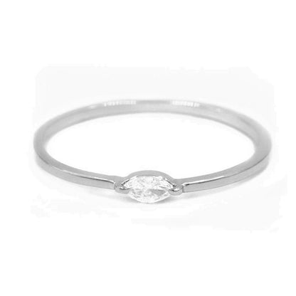 Sterling Silver Rhodium Plated Minimalist CZ Ring