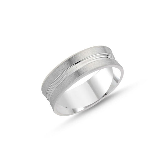 Sterling Silver Rhodium Plated 8 mm Band Ring