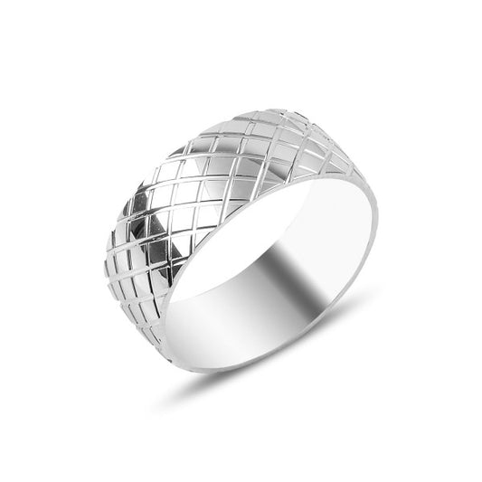 Sterling Silver Rhodium Plated 8 mm Band Ring