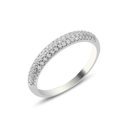 Silver Rhodium Plated Ring "Half Eternity"