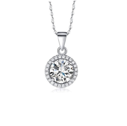 Sterling Silver Rhodium Plated CZ Necklace