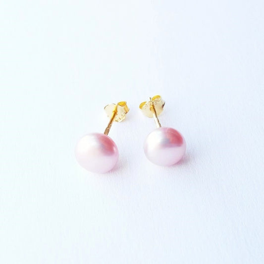 Sterling Silver Gold Plated Pearl Studs