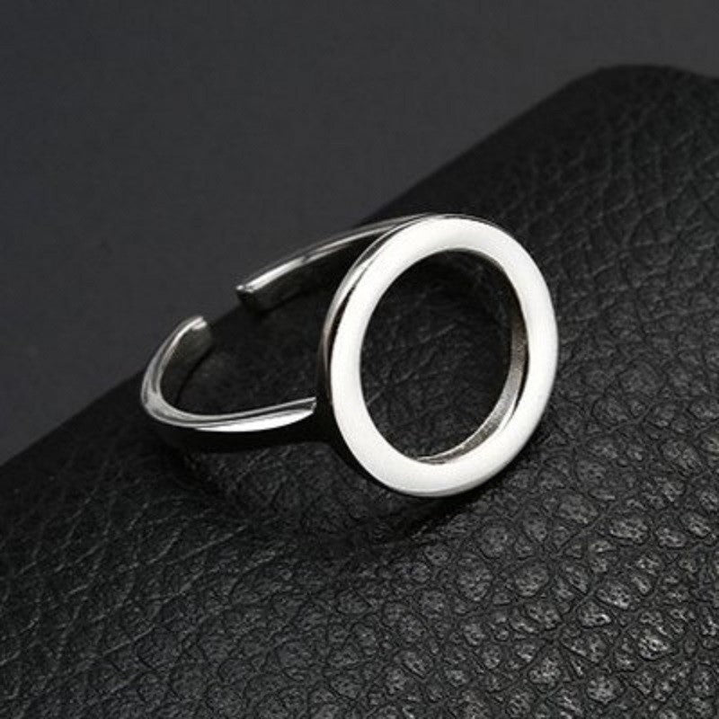 Sterling Silver Rhodium Plated Circle Ring