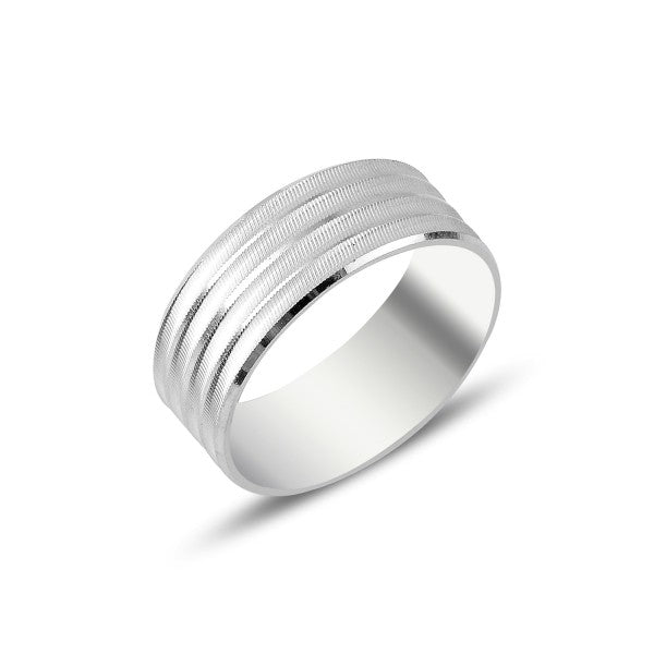 Sterling Silver Rhodium Plated 8 mm Band Ring