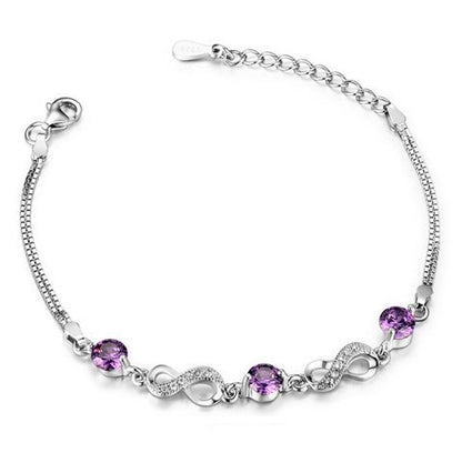 Sterling Silver Rhodium Plated CZ Infinity Bracelet