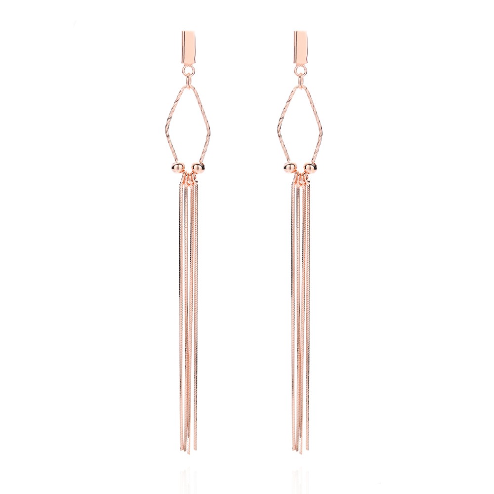 Sterling Silver Rose Gold Plated Chain Drop Earrings