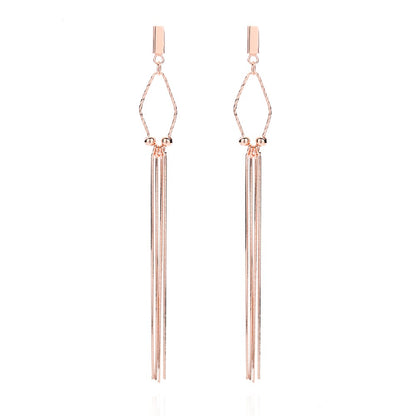 Sterling Silver Rose Gold Plated Chain Drop Earrings