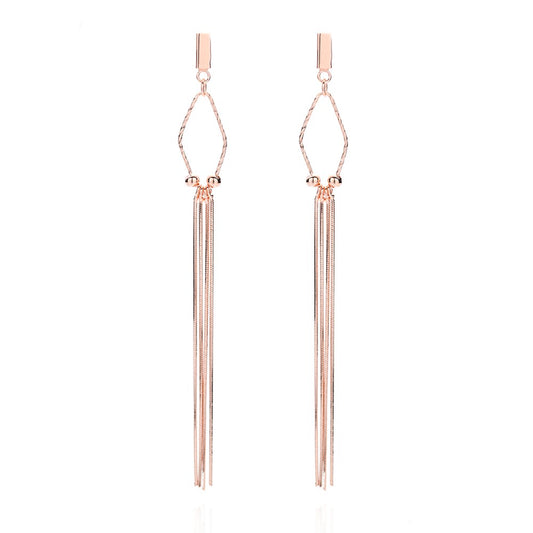 Sterling Silver Rose Gold Plated Chain Drop Earrings