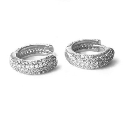 Sterling Silver Rhodium Plated CZ Hoops