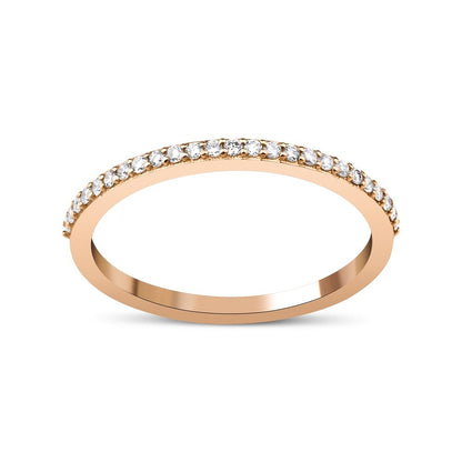 Sterling Silver Rose Gold Plated 1.5 mm CZ Band Ring