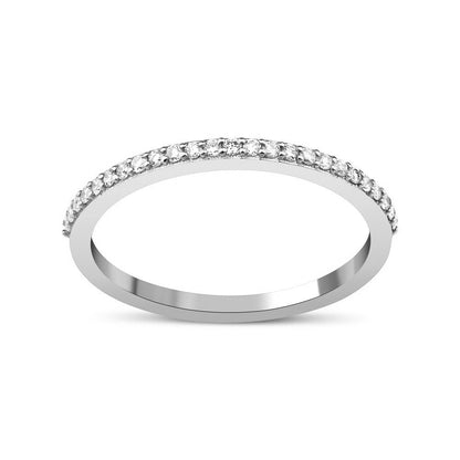 Sterling Silver Rhodium Plated 1.5 mm CZ Band Ring