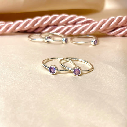 Sterling Silver Minimalist Amethyst Ring