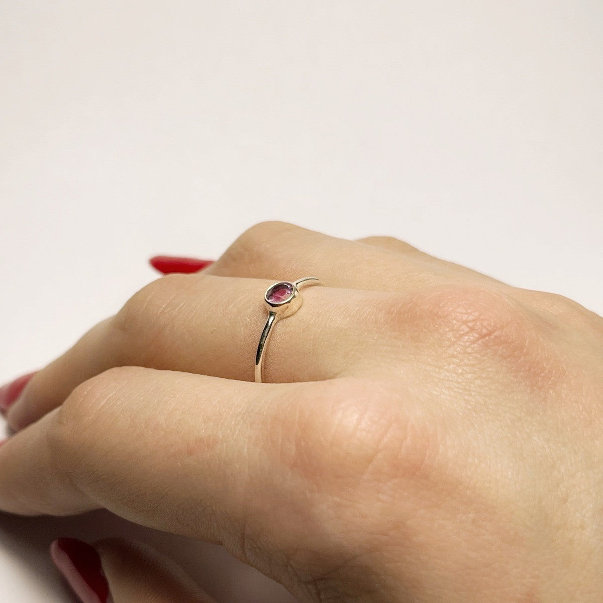 Sterling Silver Minimalist Amethyst Ring