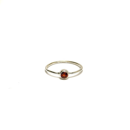 Sterling Silver Minimalist Garnet Ring