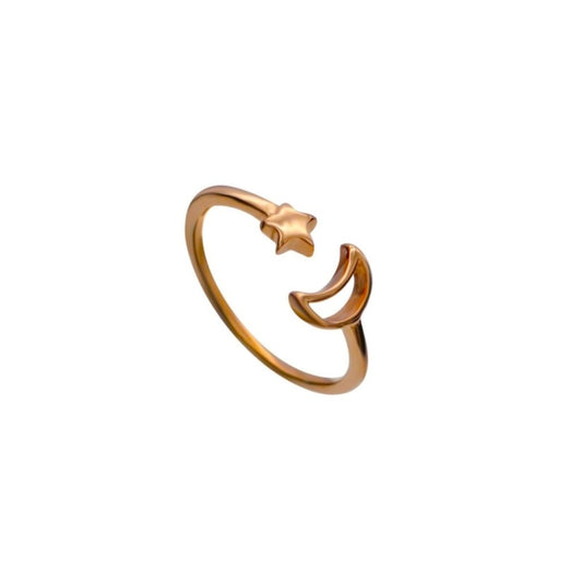 Sterling Silver Rose Gold Plated Moon Ring