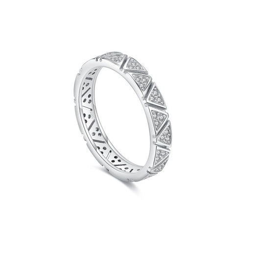 Sterling Silver Rhodium Plated 3 mm CZ Band Ring