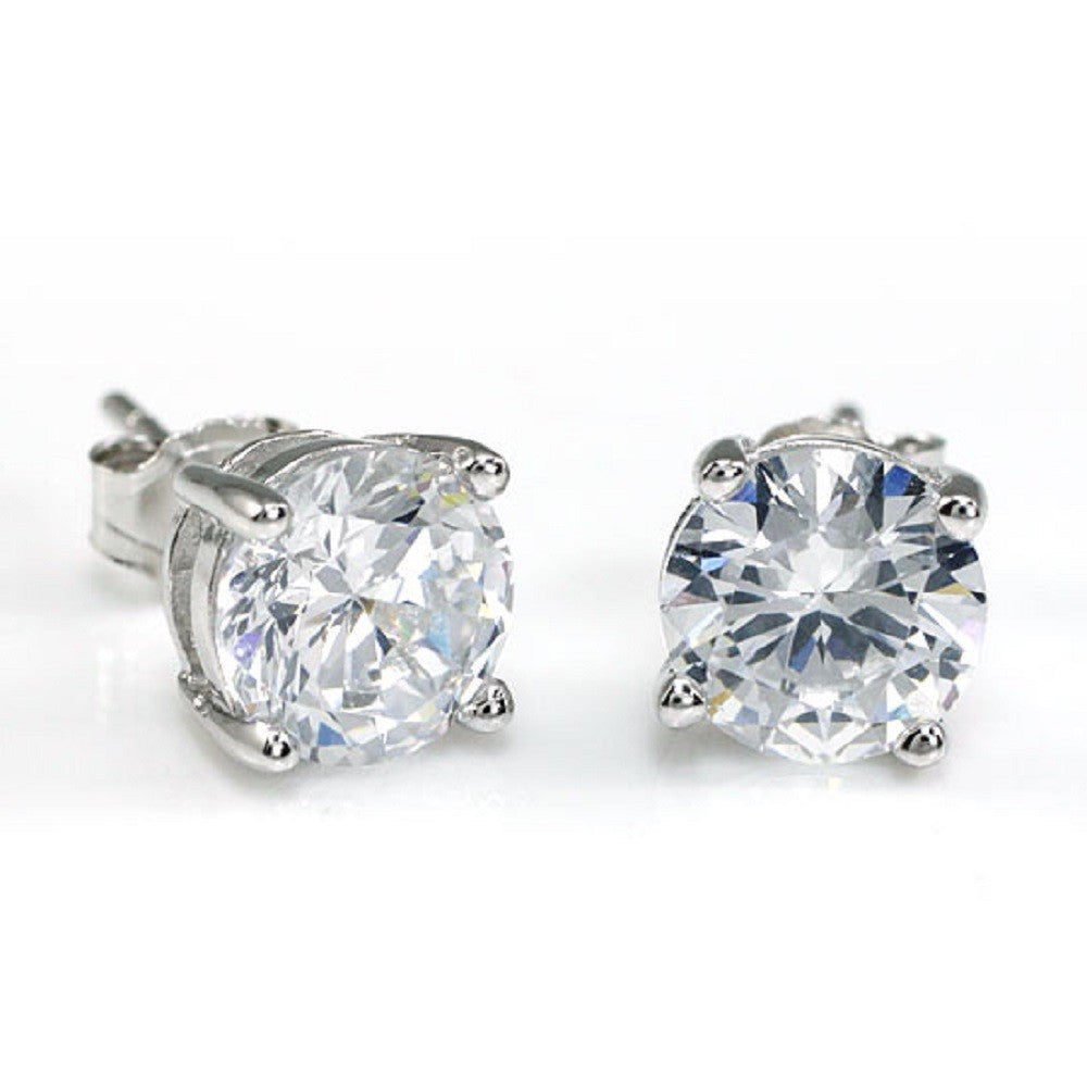 Sterling Silver Rhodium Plated 2 - 8 mm CZ Studs