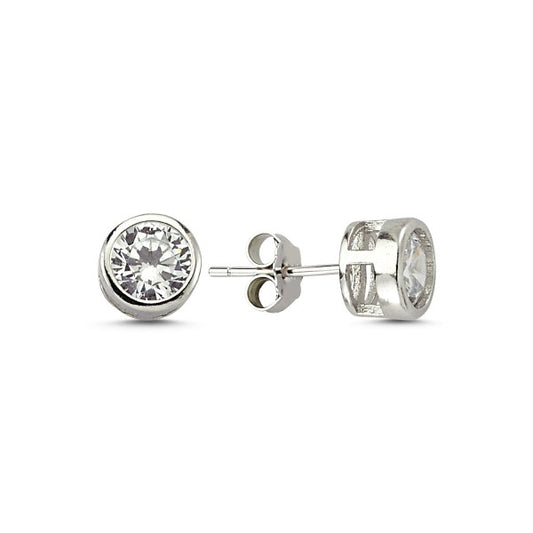 Sterling Silver Rhodium Plated CZ Studs