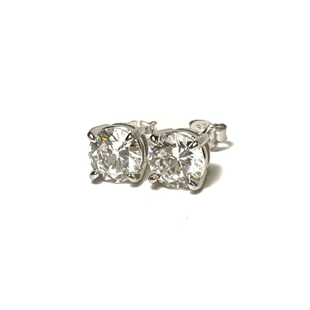 Sterling Silver Rhodium Plated 2 - 8 mm CZ Studs