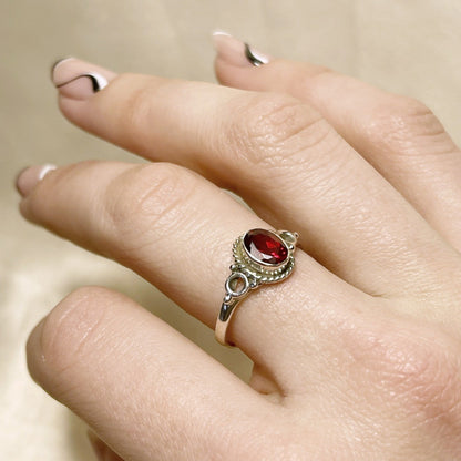 Sterling Silver Garnet Ring