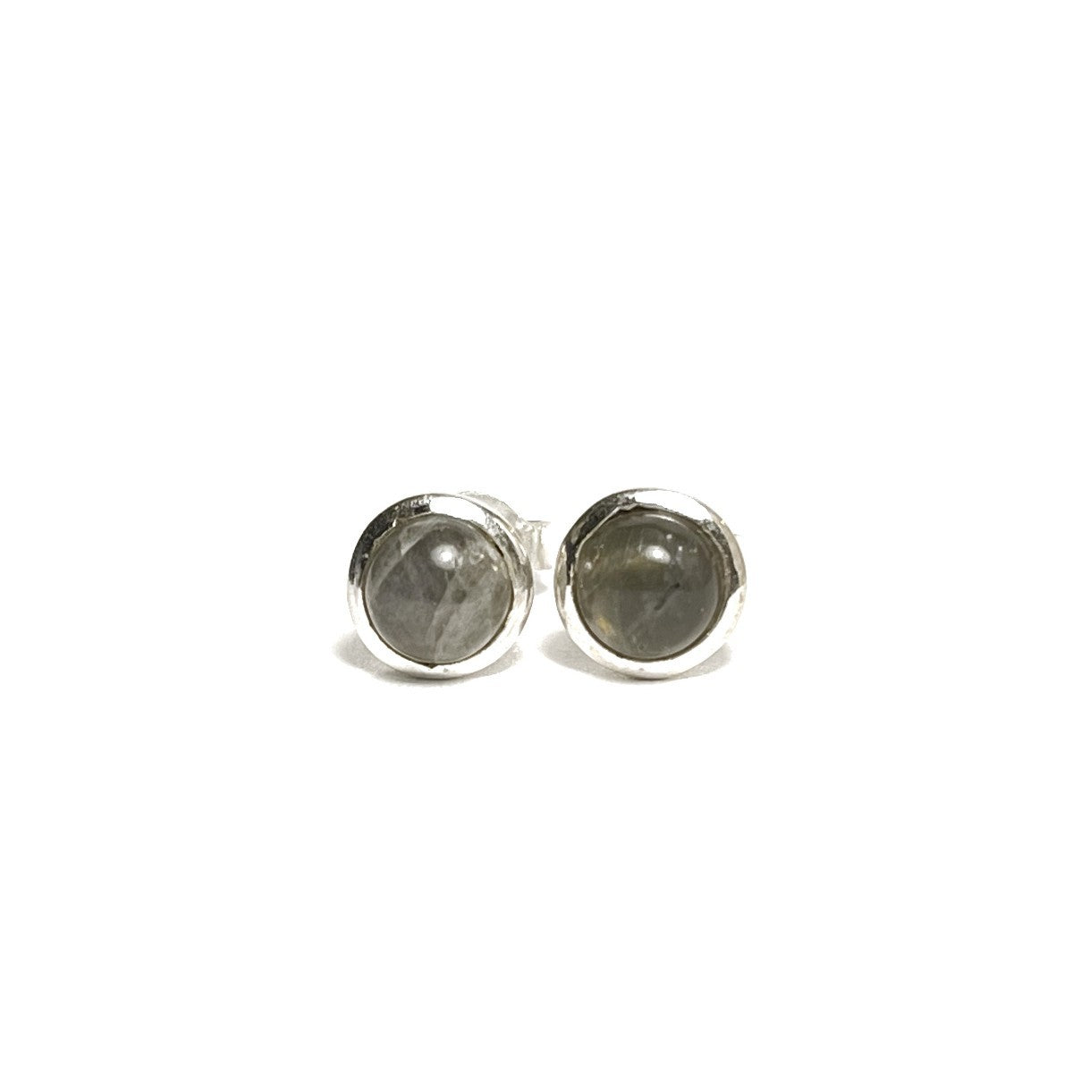 Sterling Silver Round Labradorite Studs