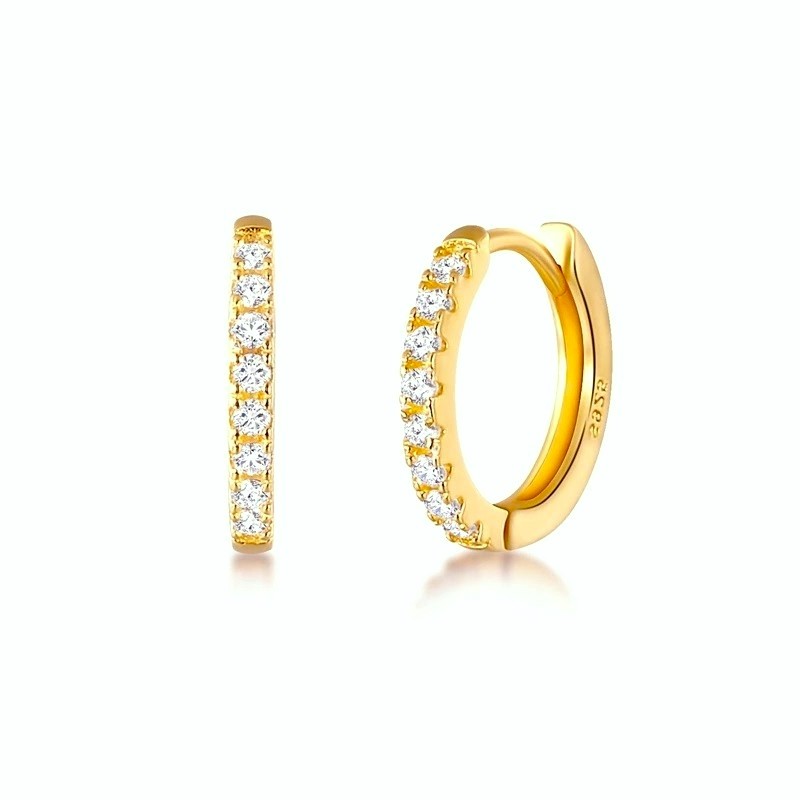 Sterling Silver Gold Plated 12 - 20 mm CZ Hoops