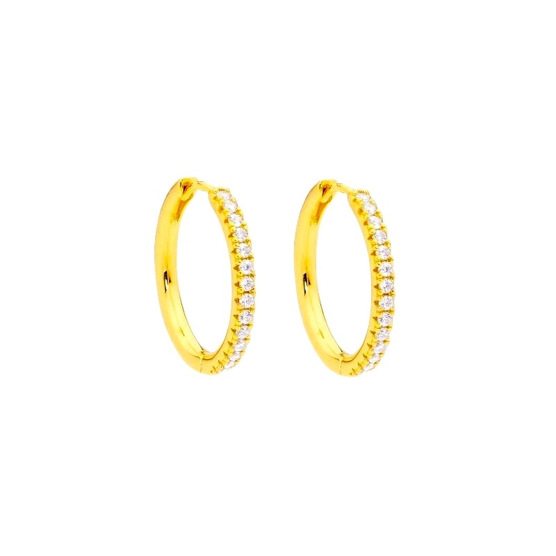 Sterling Silver Gold Plated 12 - 20 mm CZ Hoops