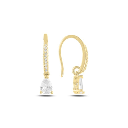 Silver Rhodium Plated CZ Drop Earrings