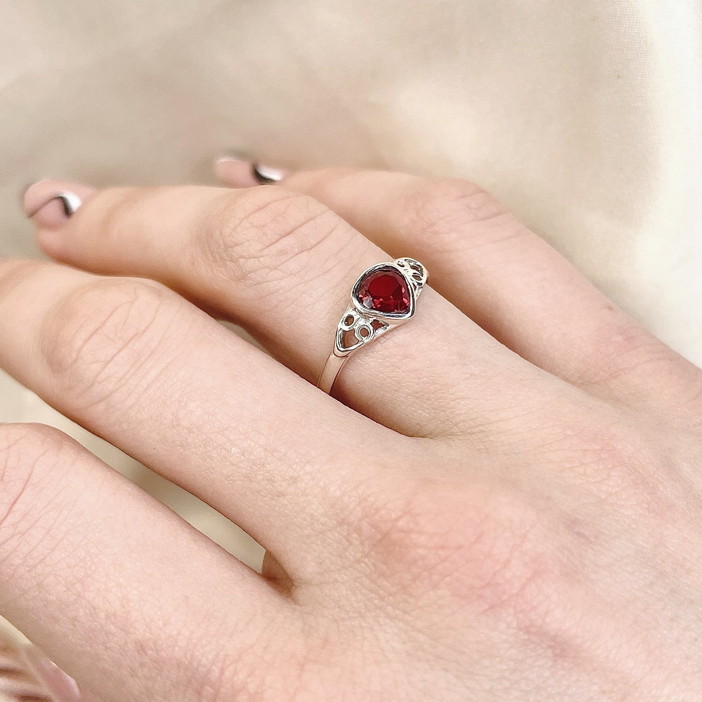 Sterling Silver Garnet Ring