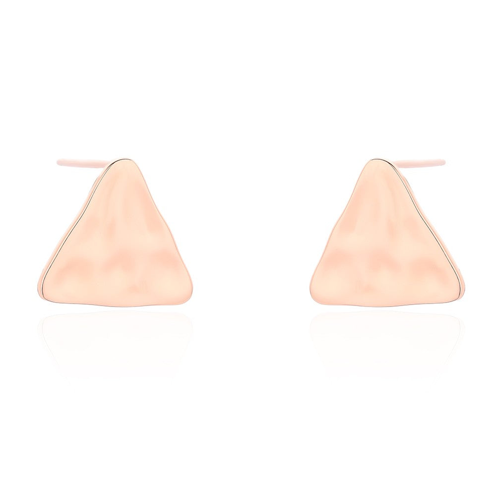 Sterling Silver Rose Gold Plated Triangle Studs