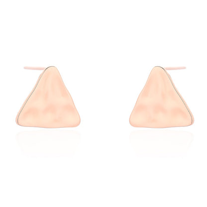 Sterling Silver Rose Gold Plated Triangle Studs