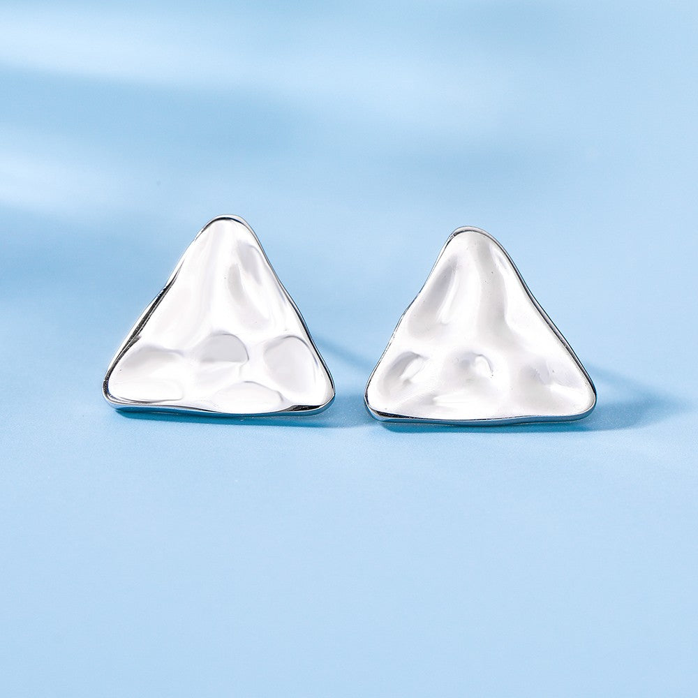 Sterling Silver Rhodium Plated Triangle Studs