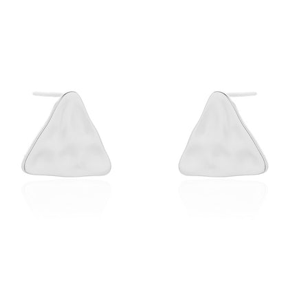 Sterling Silver Rhodium Plated Triangle Studs