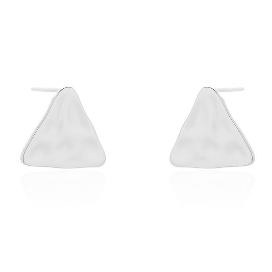 Sterling Silver Rhodium Plated Triangle Studs