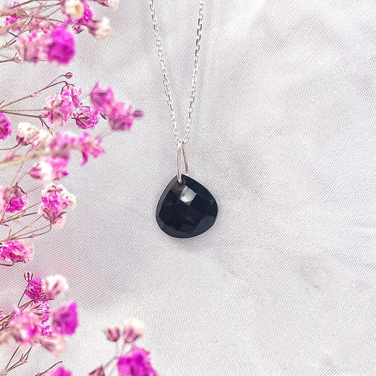 Sterling Silver Black Onyx Pendant Necklace