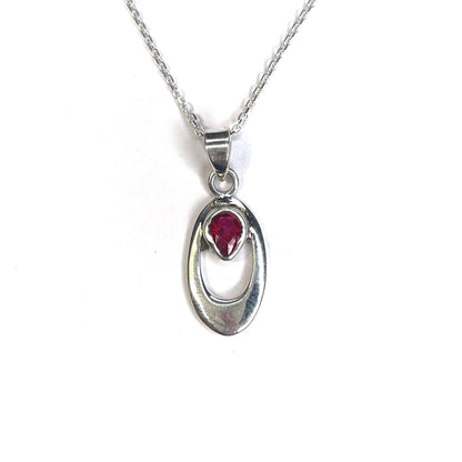 Sterling Silver Garnet Pendant Necklace