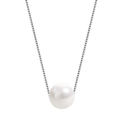 Sterling Silver Rhodium Plated Pearl Imitation Necklace