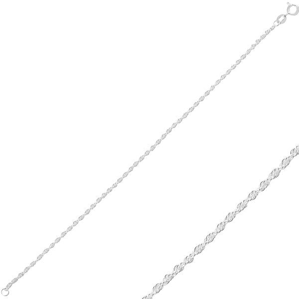 Sterling Silver 2 mm Rope Chain Bracelet