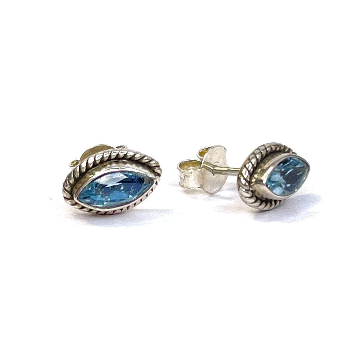 Sterling Silver Blue Topaz Studs