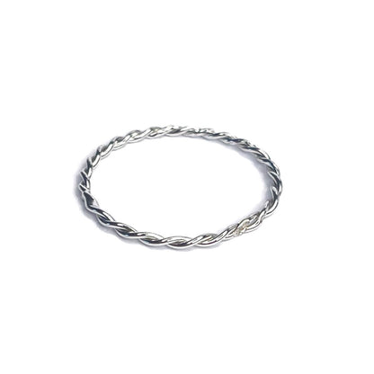 Sterling Silver Rhodium Plated 1 mm Braided Ring